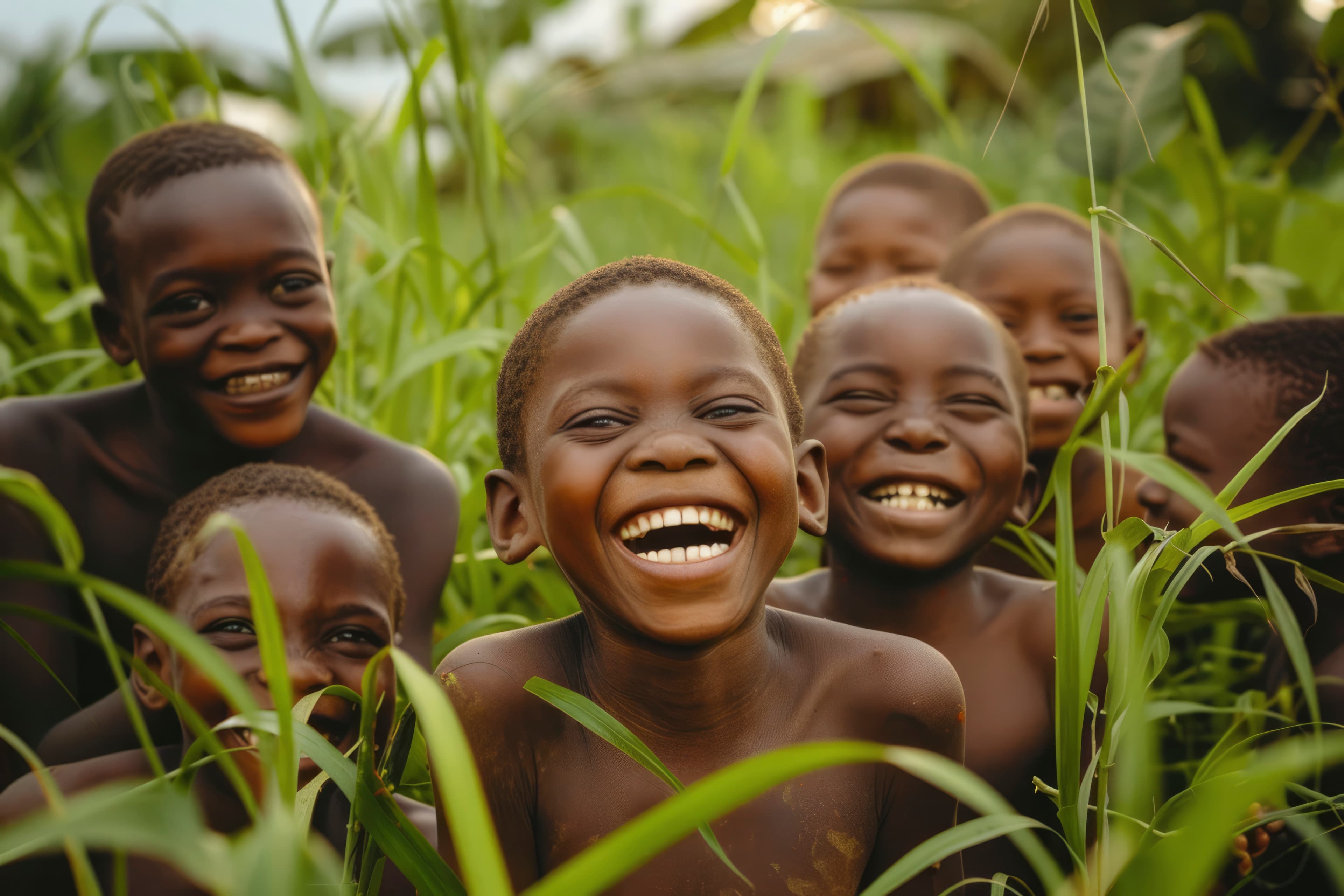 Children smiling outdoors